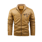 Retro Leather Jacket with Fleece Lining