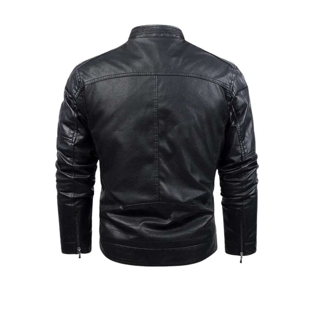 Retro Leather Jacket with Fleece Lining