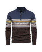 Frederico Cotton Zip Sweater with Pattern