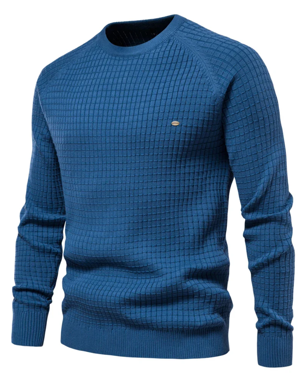 Men's Sweater With Grid Pattern