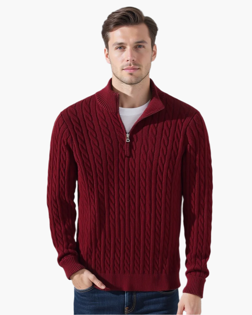 Zipped Cable Sweater
