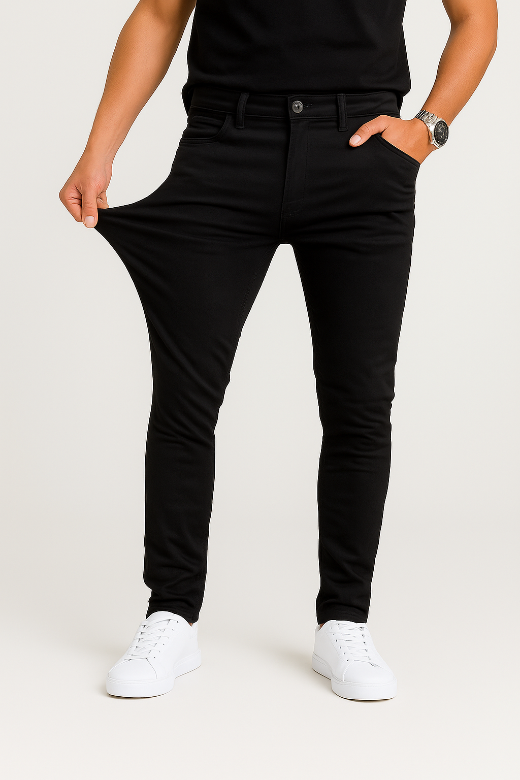 Slim-Fit Casual Solid Pants