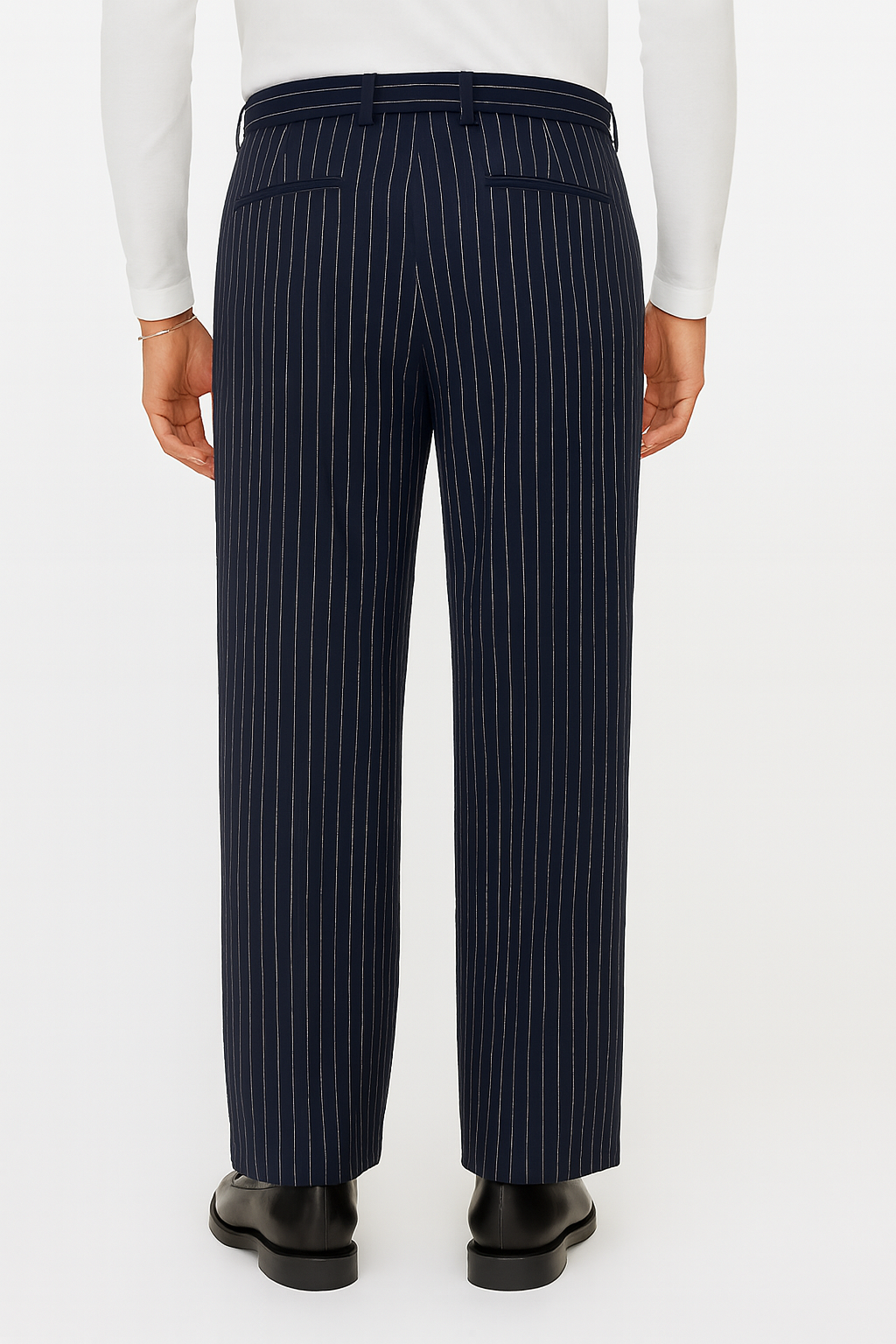 Pinstripe Pleated Trousers