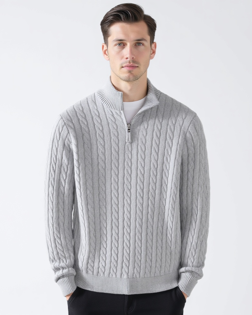 Zipped Cable Sweater
