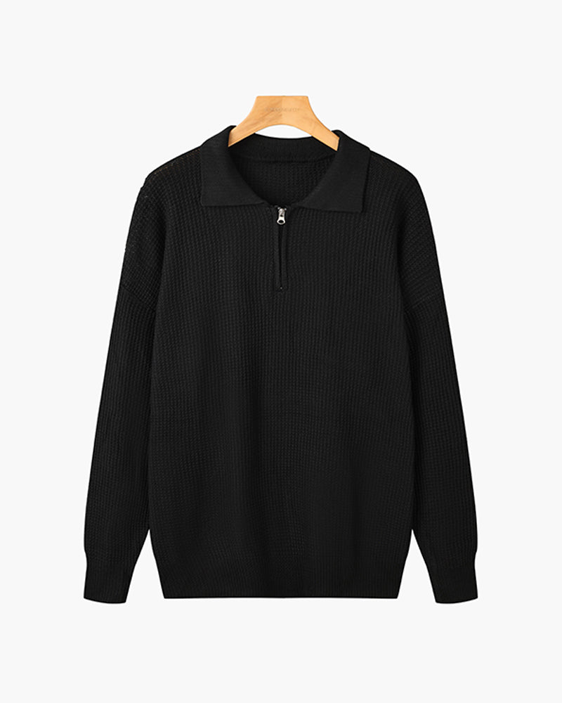 Cotton Knit Half-Zip Sweater