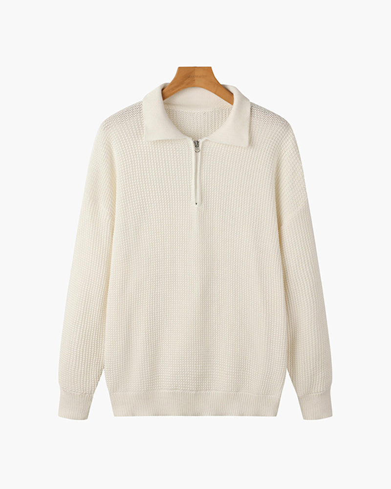 Cotton Knit Half-Zip Sweater