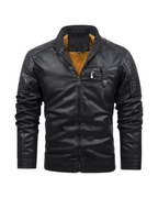 Retro Leather Jacket with Fleece Lining