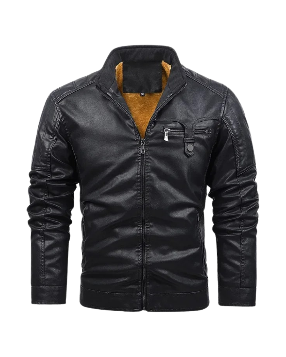 Retro Leather Jacket with Fleece Lining