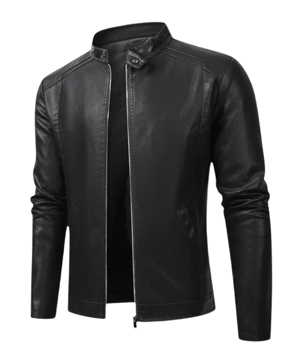Elegant leather biker jacket for men