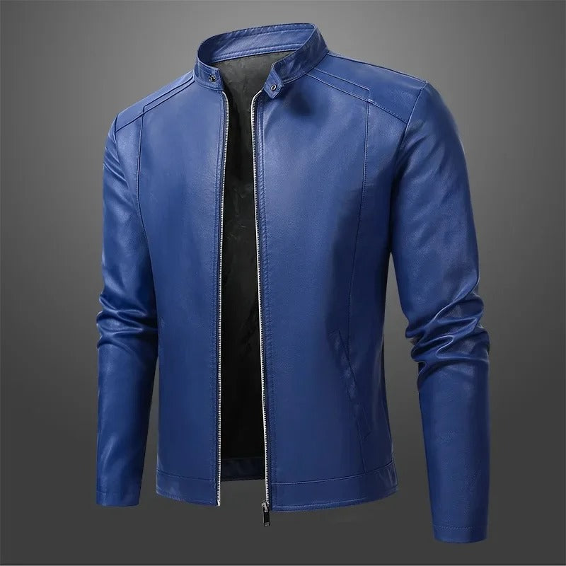 Elegant leather biker jacket for men